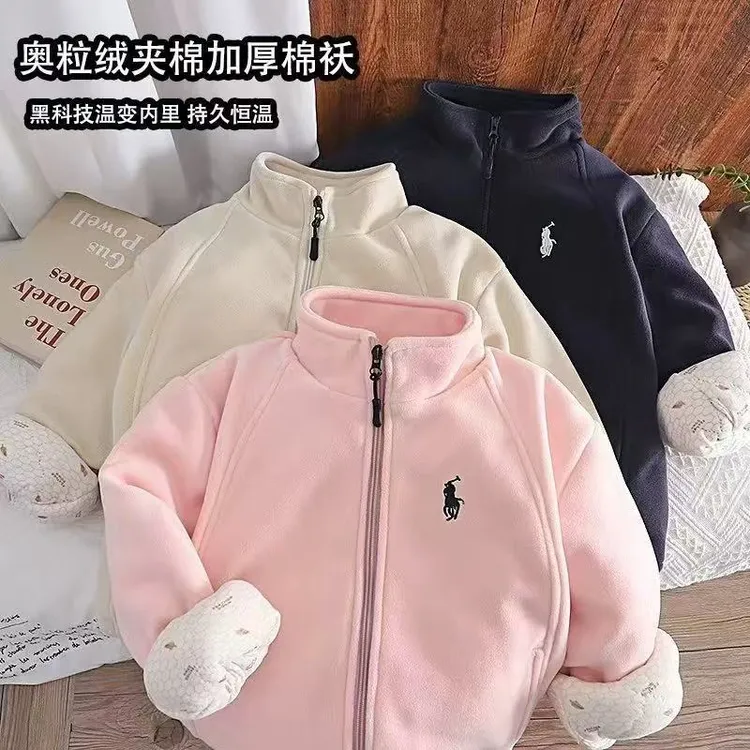 2025秋冬季新款战马男童女童长袖休闲洋气防风宽松拉链中大童棉服