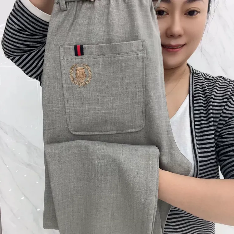 夏季男士潮流时尚百搭舒适薄款透气天丝棉休闲直筒裤