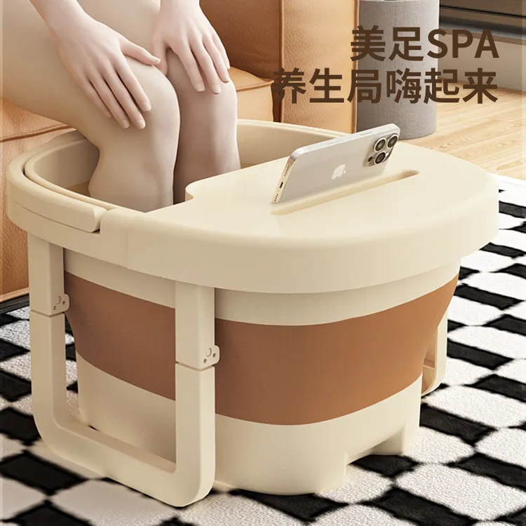 丽洵家用折叠泡脚盆足浴盆便携式可折叠带支撑足浴桶按摩洗脚盆