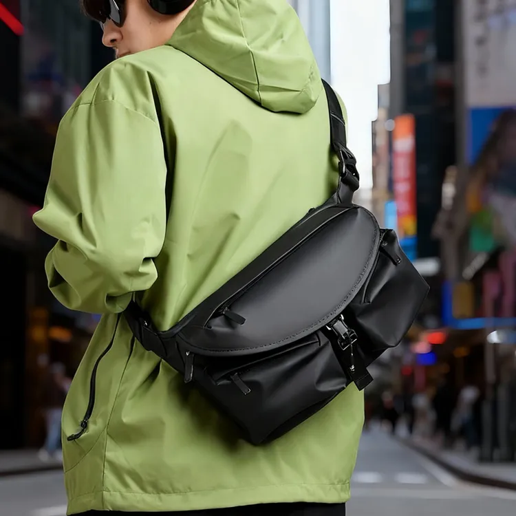 机能潮流男士斜挎包大容量多功能单肩包时尚简约休闲百搭青年包袋