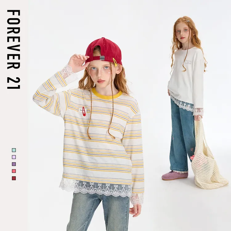 Forever 21儿童可爱超萌衣服2025新款童装休闲宽松女童秋装上衣