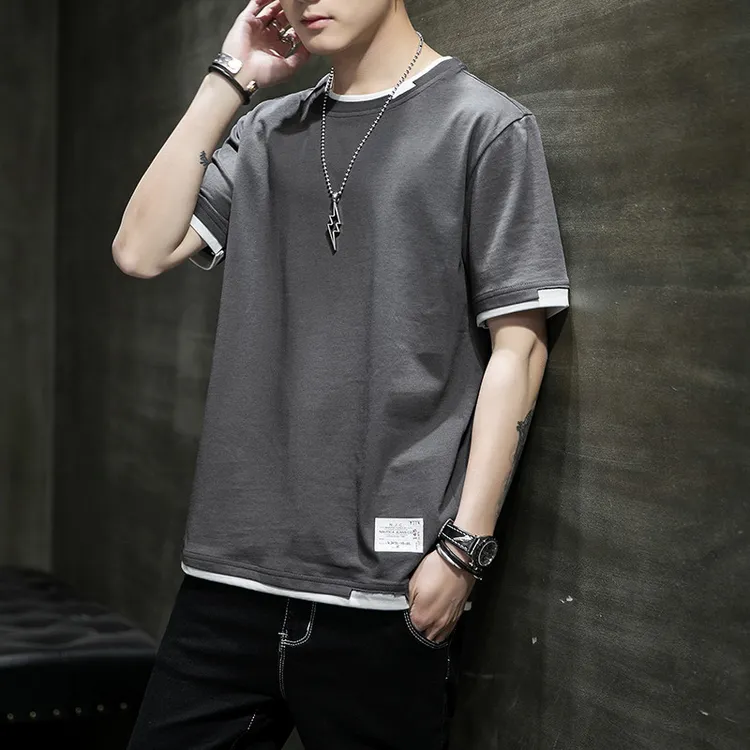 圆领男士t恤夏季纯棉新款服装青年半袖体恤衣服男装圆领上衣短袖