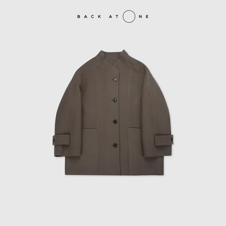 BACKATONE“假日暖忆”  时尚立领绵羊毛双面呢外套  BFF-1BC252E-C