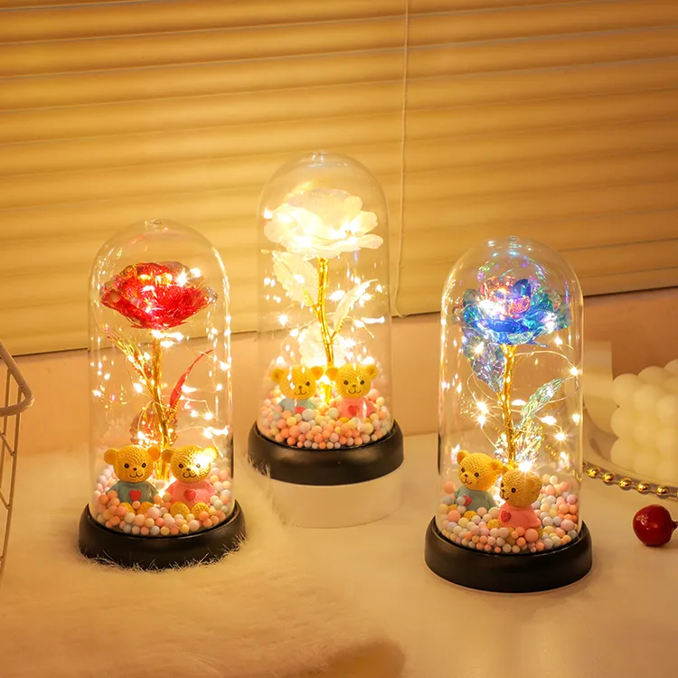 生日礼物女生送女友女孩儿童永生花玫瑰花束小夜灯高级感实用圣诞