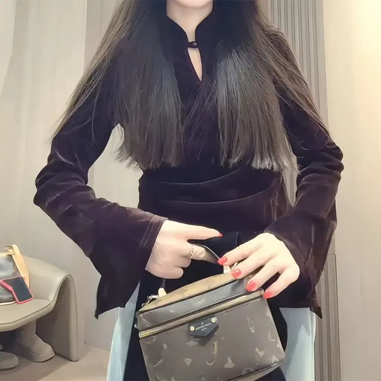 LINYOU【矜贵千金】冬季洋气国风新中式时尚气质立领减龄长袖衬衫女