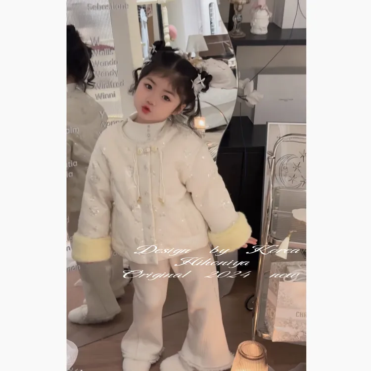 【咸蛋黄】二Hihoniya~2025冬季宝宝款国风亮片90白鸭绒保暖羽绒服