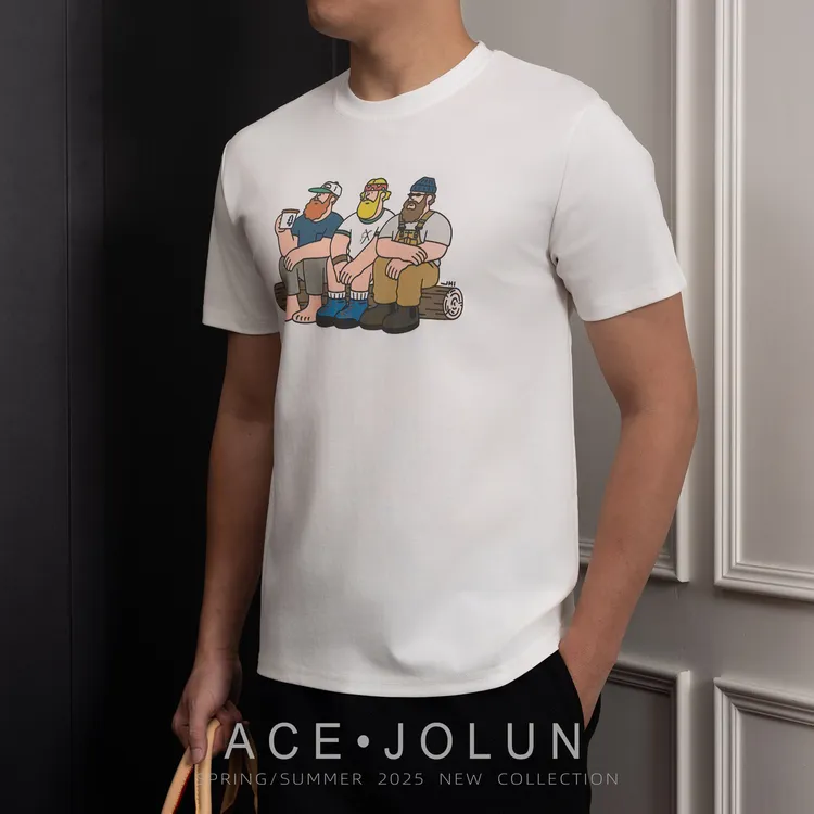 【三个木工】云朵棉轻奢短袖T恤夏季爽滑速干抗皱圆领男士透气上衣