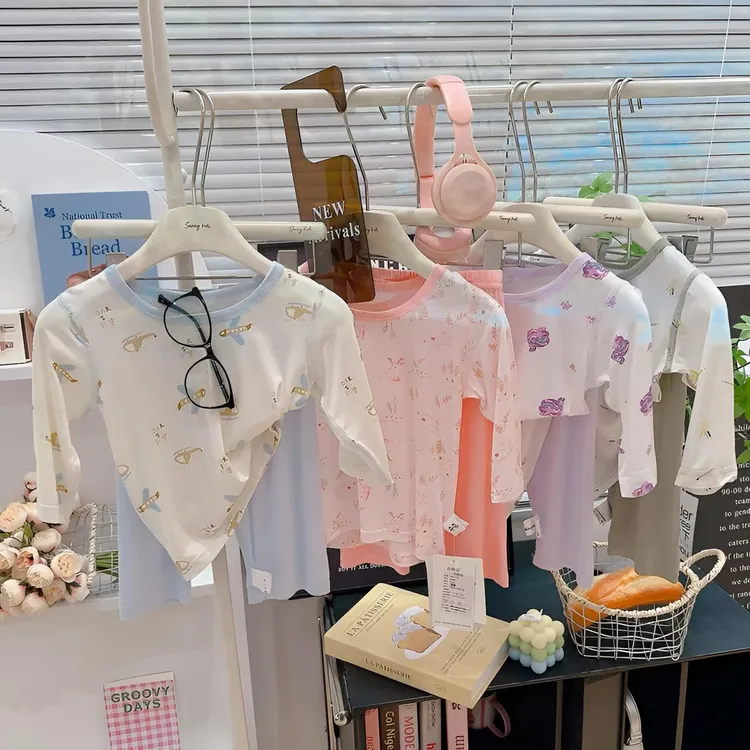 儿童七分家居服套装冰感透气睡衣莫代尔男女中小童空调服男童女童