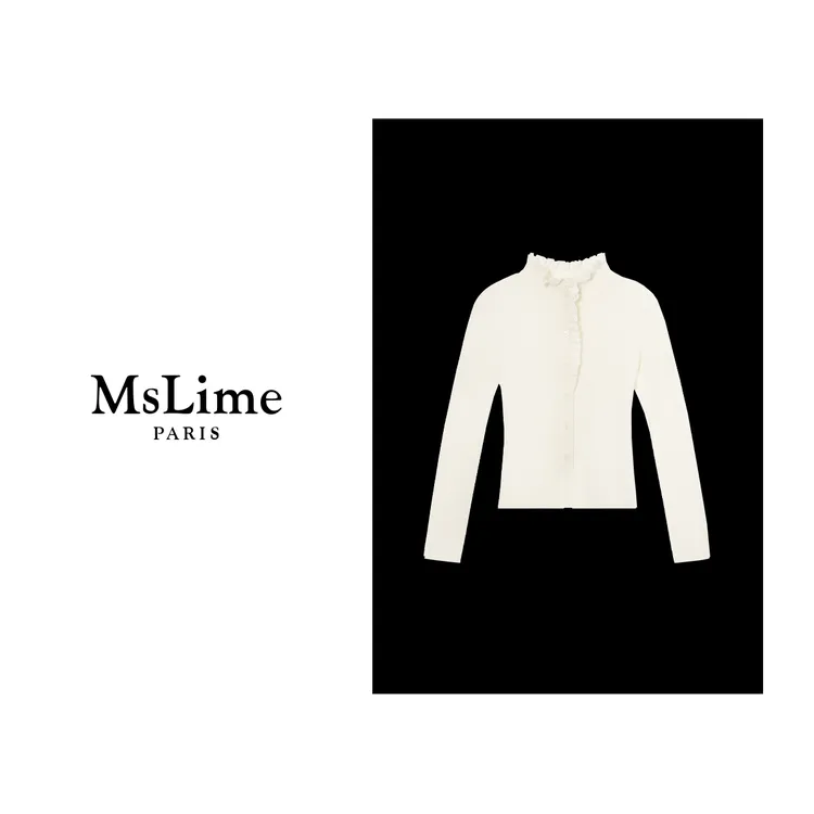 王嬛嬛MsLime 【清卓】羊毛混纺荷叶边领口秋冬毛衫HD2D0078