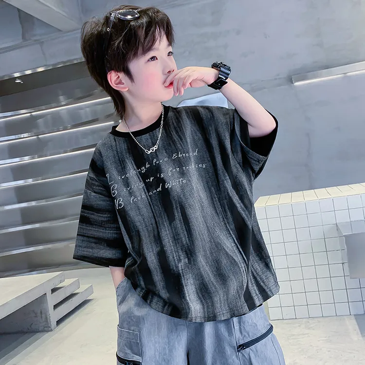 男童短袖t恤夏季薄2025新款儿童夏装半袖大男孩帅气时髦夏款上衣