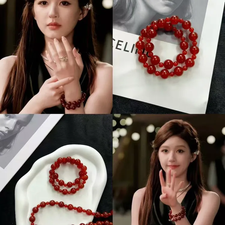 （新人福利)许我耀眼露丝同款红玛瑙成品手串珠宝轻奢