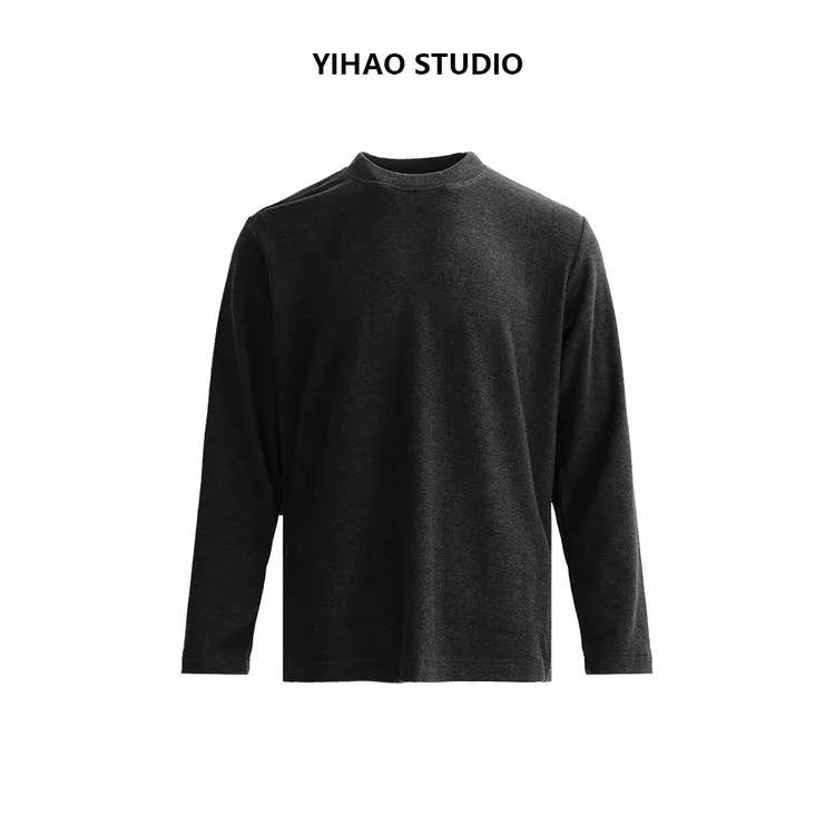 YIHAO STUDIO秋冬男士长袖T恤松弛慵懒老钱风打底衫圆领羊毛混纺