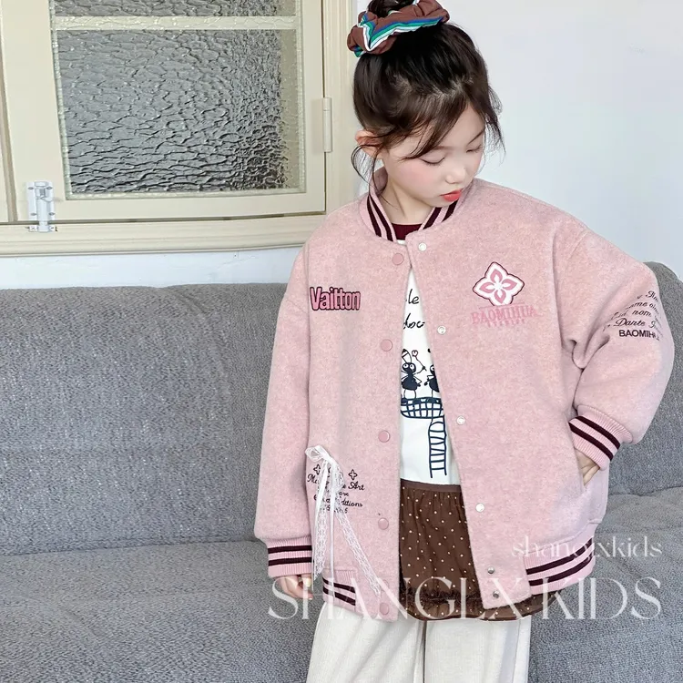 女童独特超好看外套2025新款女款秋季洋气上衣秋冬装儿童粉色卡通