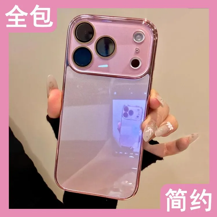 ins极简纯色玫瑰金适用iphone17promax新款高级感苹果17pro手机壳