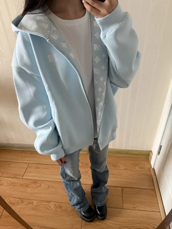 爆款美式复古连帽卫衣女秋冬季显瘦宽松加绒加厚拉链开衫通勤外套