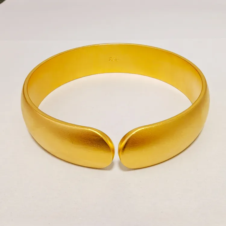 铜合金手镯 黄色鎏金高货磨砂开口轮胎手镯饰品妈妈14mm时尚百搭