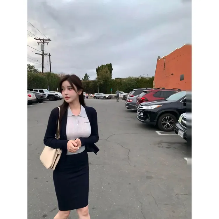 2025春季新款ins轻熟御姐范短款小开衫配修身打底上衣配半身裙女