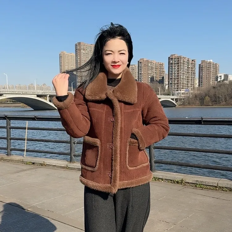 K55冬季新款时尚气质加绒加厚保暖休闲外套女士百搭