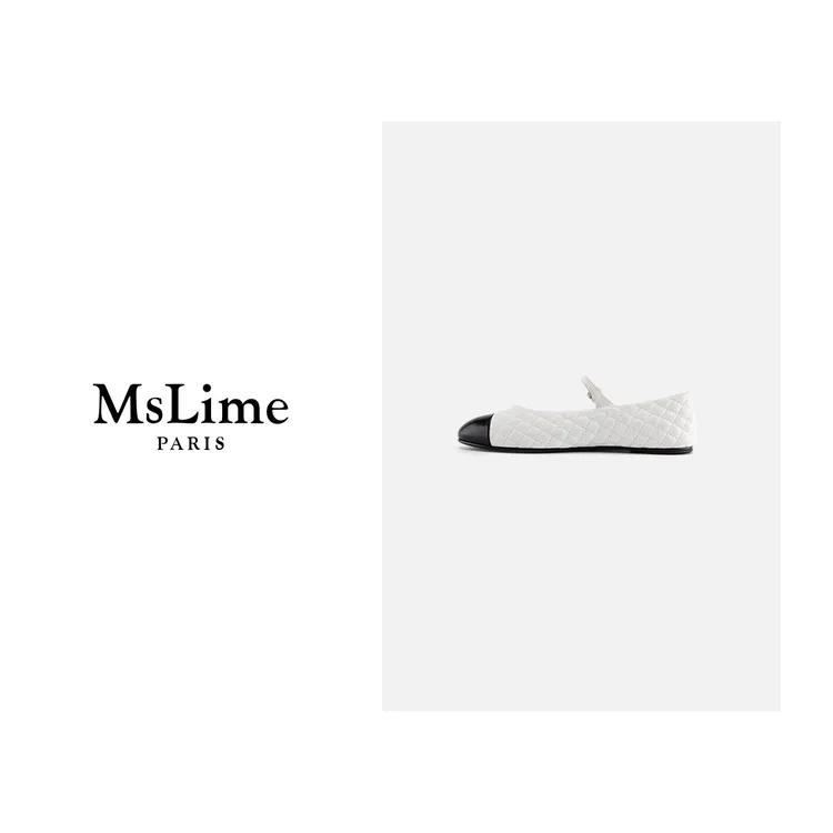 王嬛嬛MsLime25年新款【布洛克】菱格纹羊皮平底玛丽鞋 HD2C0494