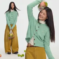 江南先生NewJNXS软糯含羊毛圆领针织衫外套秋冬短款毛衣开衫女士