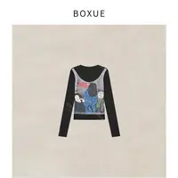 BOXUE“腊肠狗”2025秋冬高级天.丝羊.毛假两件 T恤#250904T4497