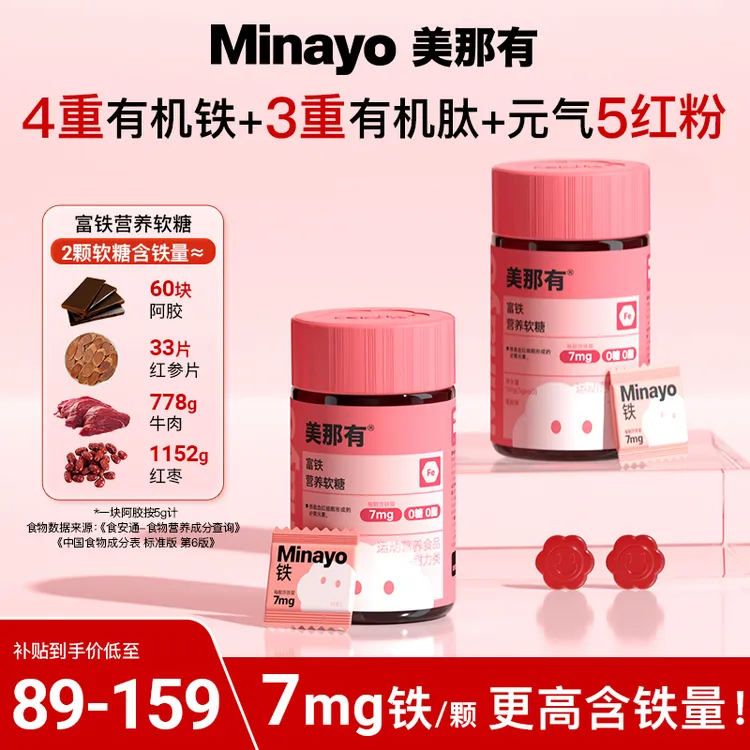 【毛毛姐专属】Minayo美那有高阶元气铁7mg富铁软糖铁元素孕妇营养