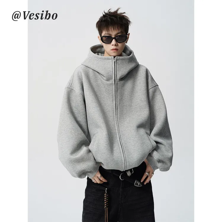 【秋冬热卖】美式重磅开衫卫衣男款冬季高街百搭宽松情侣外套潮牌复