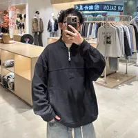 秋季长袖常规男士拉链免烫翻领休闲立领纯色针织卫衣 LF25271