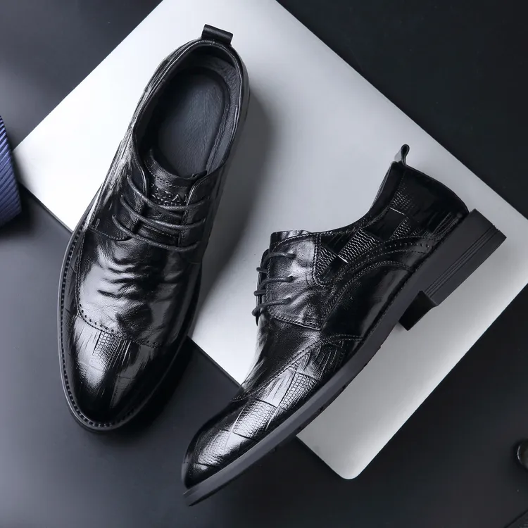 法莎尼亚新款商务皮鞋男高级感鞋子男款春秋男士真皮正装通勤男鞋