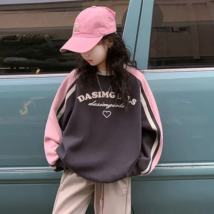 女童卫衣春秋款2025新款洋气儿童中大童秋季上衣字母秋装打底衫薄