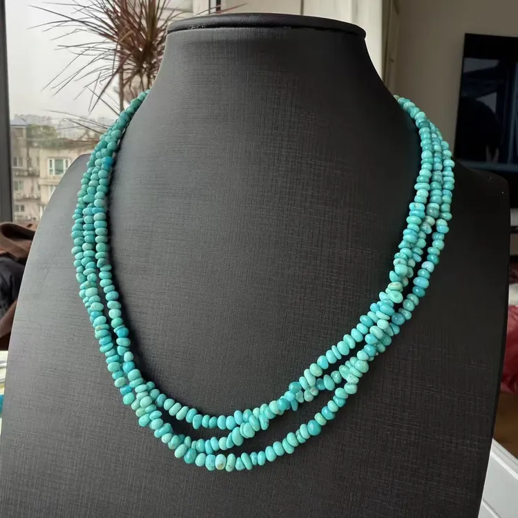 链子925银珐琅 925银油绿色3行手工项链62号