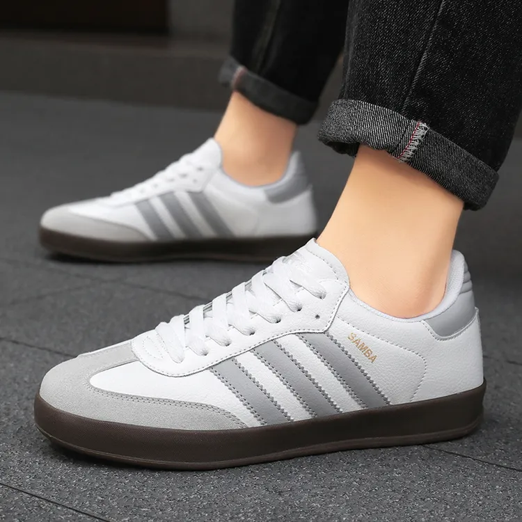 秋冬季品牌男鞋时尚运动跑步鞋女鞋休闲旅游皮面保暖百搭白运动鞋