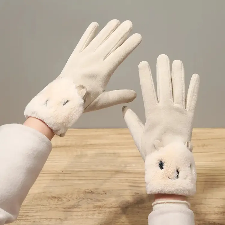 保暖手套女士冬季加绒加厚韩版可爱学生户外骑行开车防风触屏手套