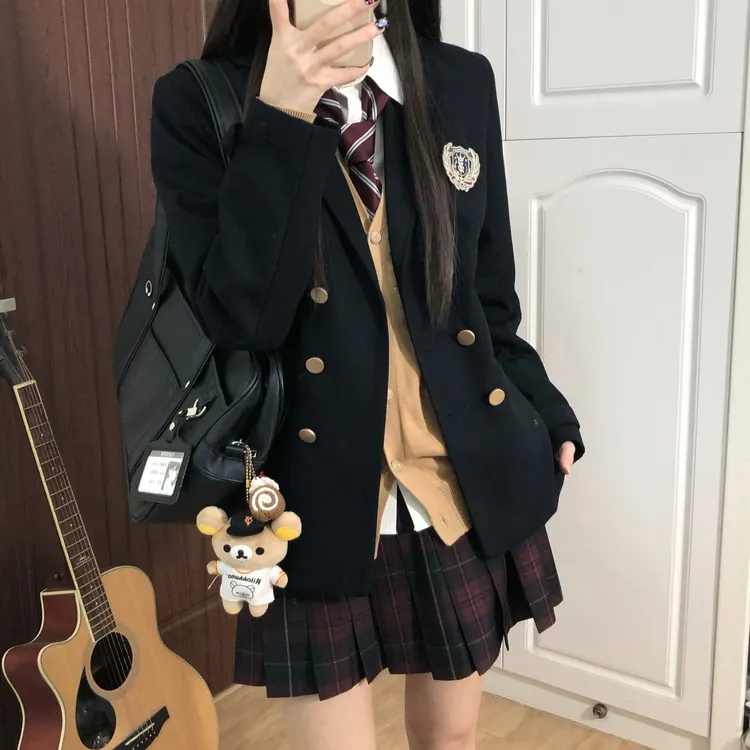 大汉堡原创/绯夜格裙JK制服校供感百褶裙红格百搭显白jk裙秋冬