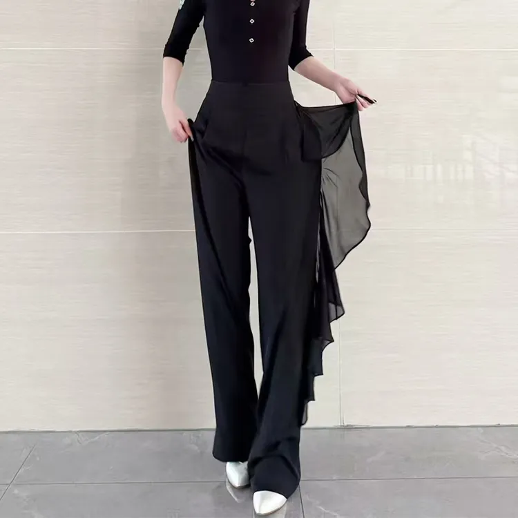 YHA品牌摩登舞荷叶裤子弧形腰设计显瘦舞蹈服女款2025款网红款