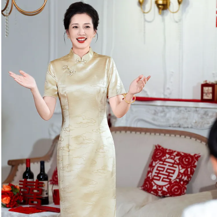 修身常规款婚礼气质旗袍宴会旗袍 妈妈优雅旗袍