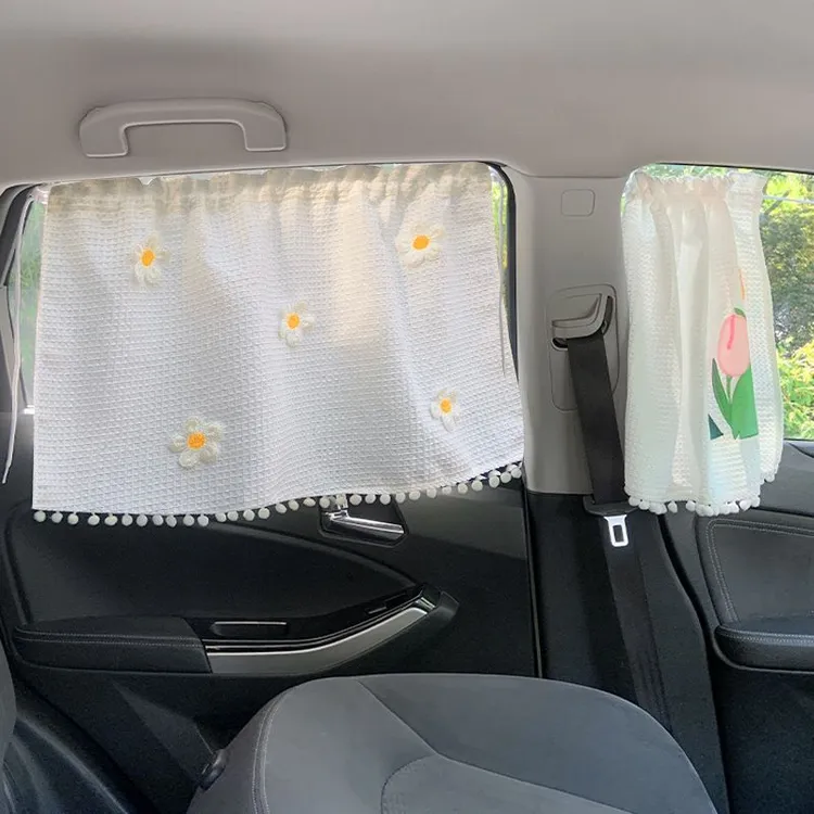 汽车遮阳帘ins小清新轿车遮光窗帘吸盘式车内防晒隔热遮阳挡C200