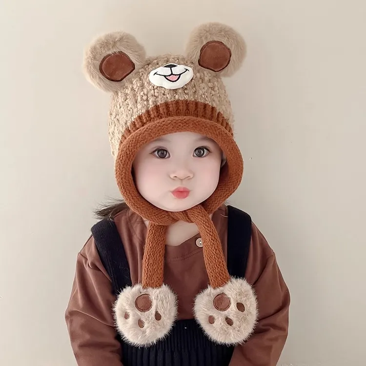 儿童帽子围脖一体冬季2025新款男女童围巾宝宝护耳保暖针织毛线帽