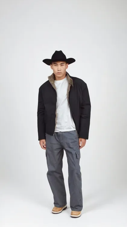 千鸟格双面穿立领短款男士冬季加厚保暖棉服夹克外套