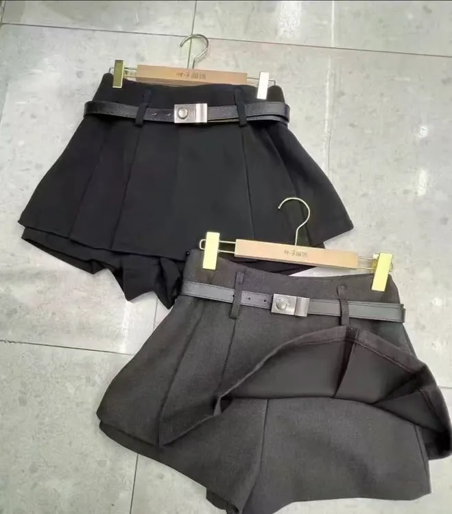 2025时尚a字裙带腰带洋气轻奢百搭胖mm显瘦设计气质短裤裙2723