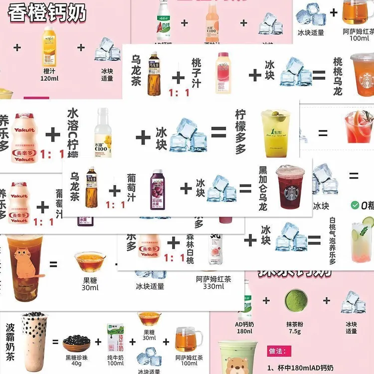 【吗喽】便利店热门奶茶公式贴纸创意DIY趣味54张贴纸手账素材
