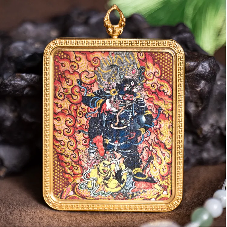 【19】黑财神黑c五路财神招财唐卡横财招财唐卡吊坠黑财神唐卡 唐卡