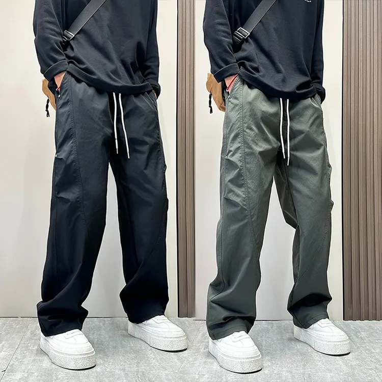 裤子男秋季新款直筒休闲运动裤男款韩版潮流立体拼接宽松伞兵裤潮