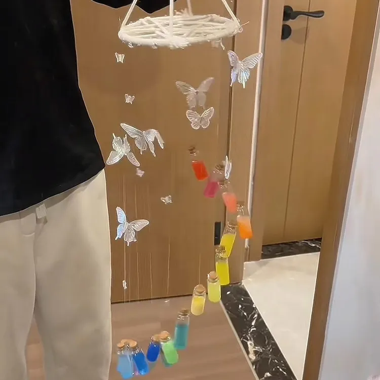 【皮卡】彩虹瓶子蝴蝶风铃手工diy材料包送闺蜜对象礼物创意礼品