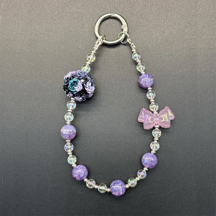 重工挂件女手机挂链水晶手机链钥匙链挂链吊坠diy手工diy礼物新款