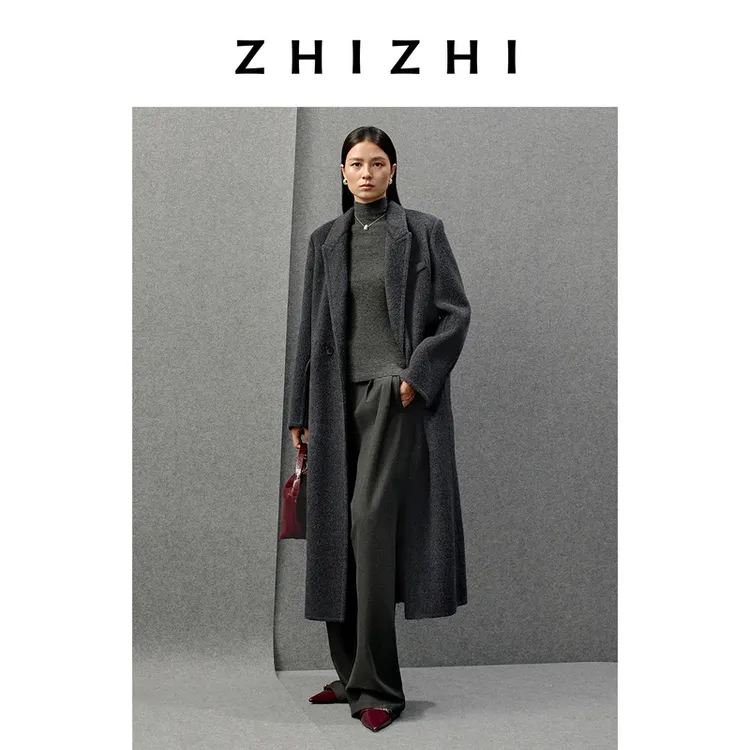 致知 山亭燕 丝牦牛绒西装长大衣利落25年冬季新款ZZ2EWWWQ009