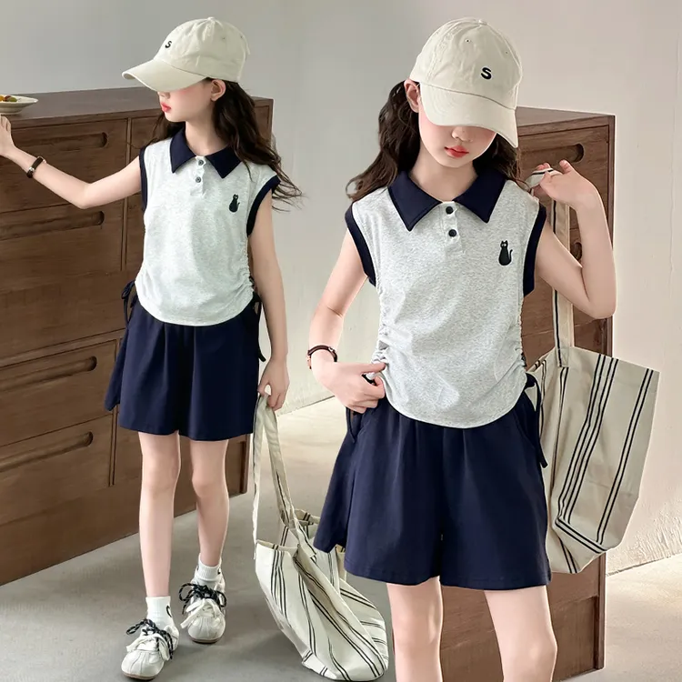 女童夏装套装2025新款6-12岁15岁中大童休闲洋气潮流小女孩两件套