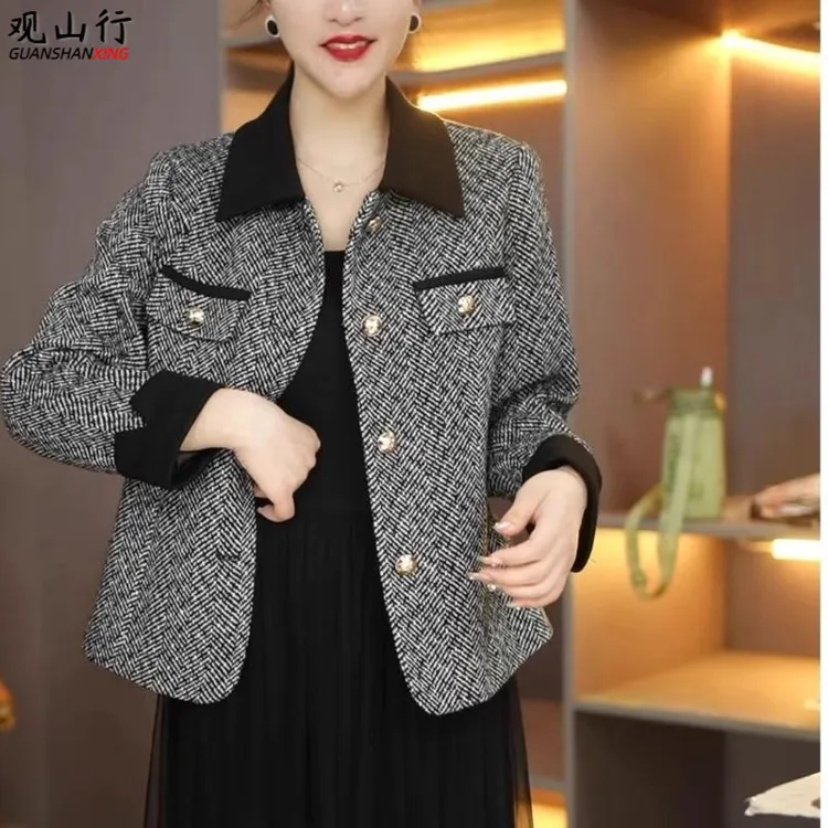 法式小香风外套女秋季2025大码女装高级感气质小个子洋气短款上衣