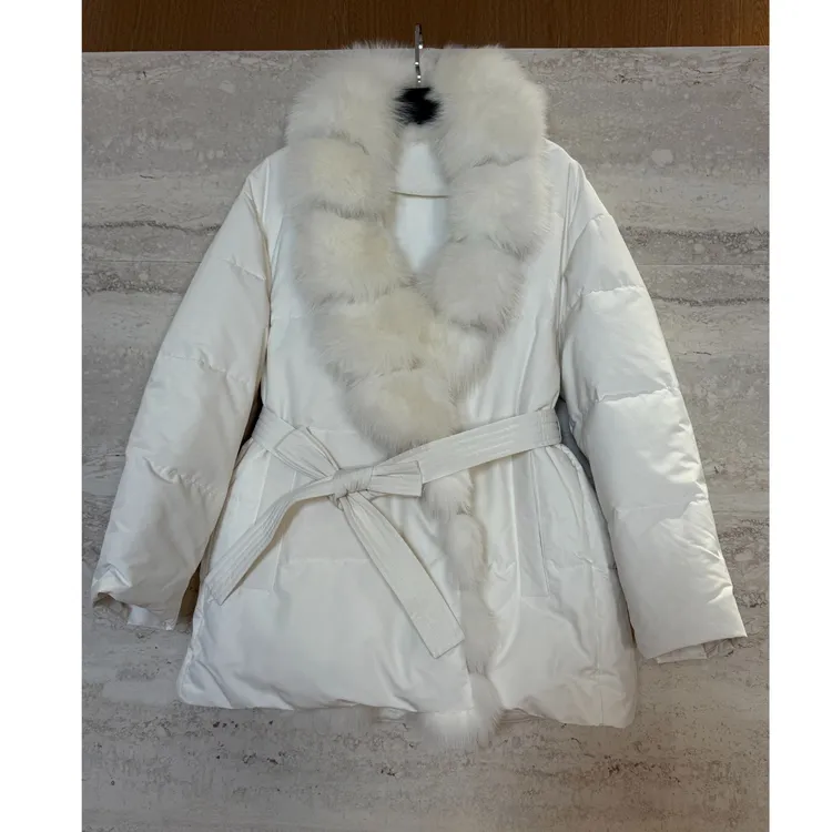 TANTAN 气质时尚百搭大毛领收腰鹅绒服4163