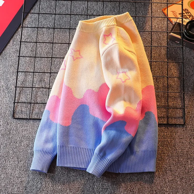 女童纯棉毛衣秋冬装条纹打底新款儿童针织线衫中大童加绒加厚内搭
